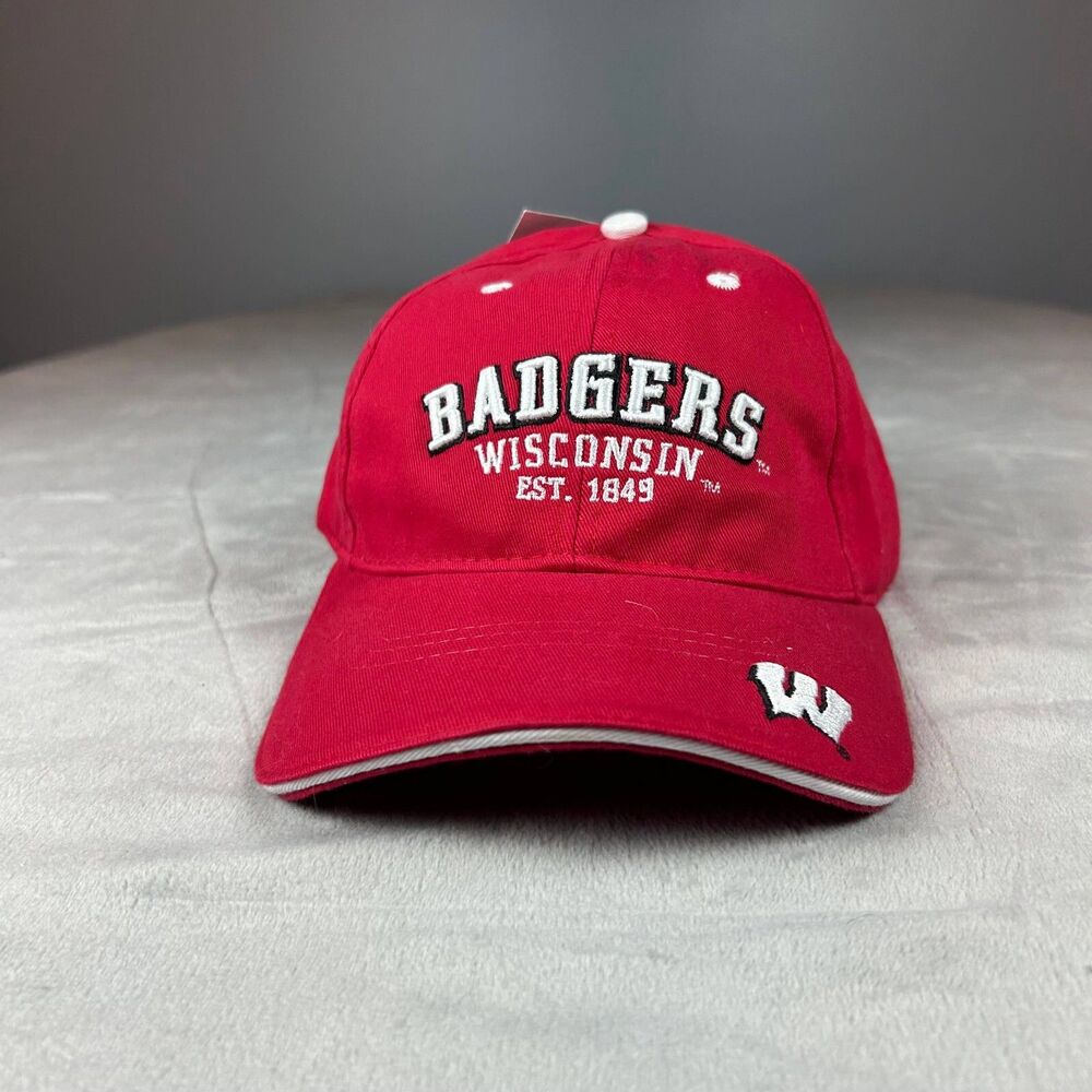 Collegiate Wisconsin Badgers EST. 1849 Vintage Hat Cap One Size Red Sports